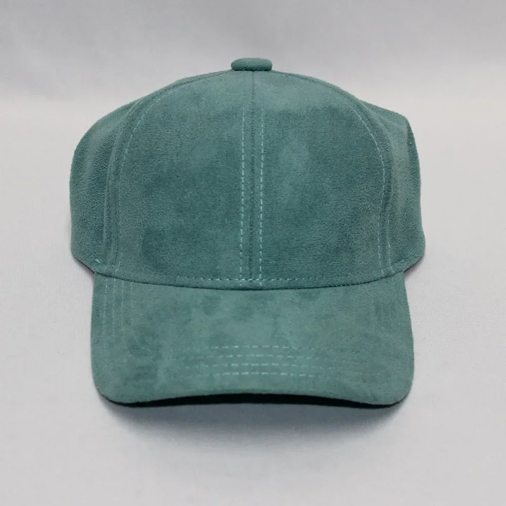 C.C Suede Removable Fur Pom Teal Baseball Cap